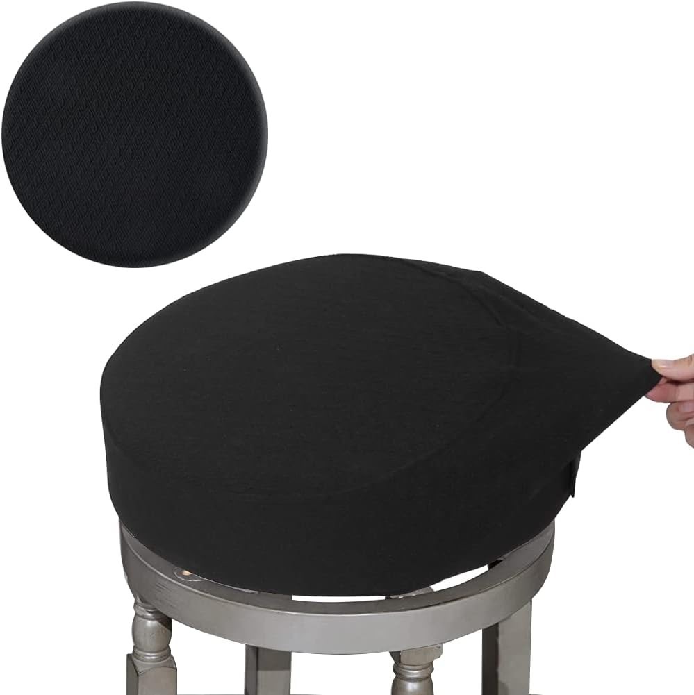 Round Stretchy Bar Stool Slipcover 16-18" - Elegant Dustproof Solution in Black