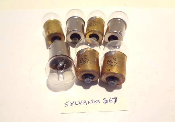 SYLVANIA #S67  SINGLE BAYONET BASE BULBS, 13.5V, 7.965 WATTS   NEW LOT (7EA)