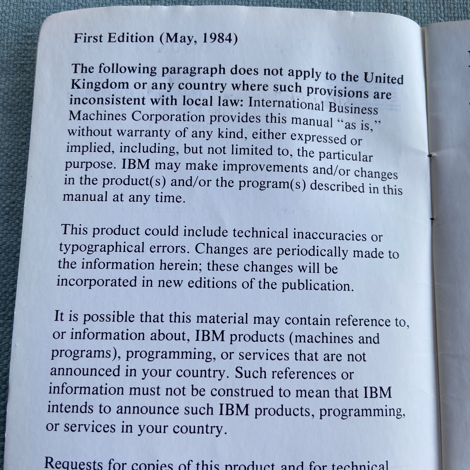 Vintage IBM BASIC Quick Reference Book Manual 1st Edition 1984 PC Hardware Libra