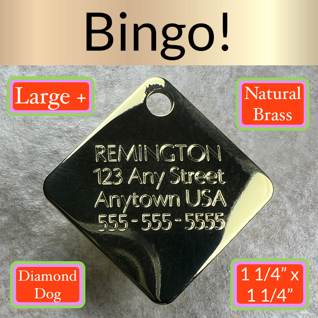 Custom Engraved Dog Tags Personalized Dog Pet Tags Engraved BRASS DIAMOND DOG