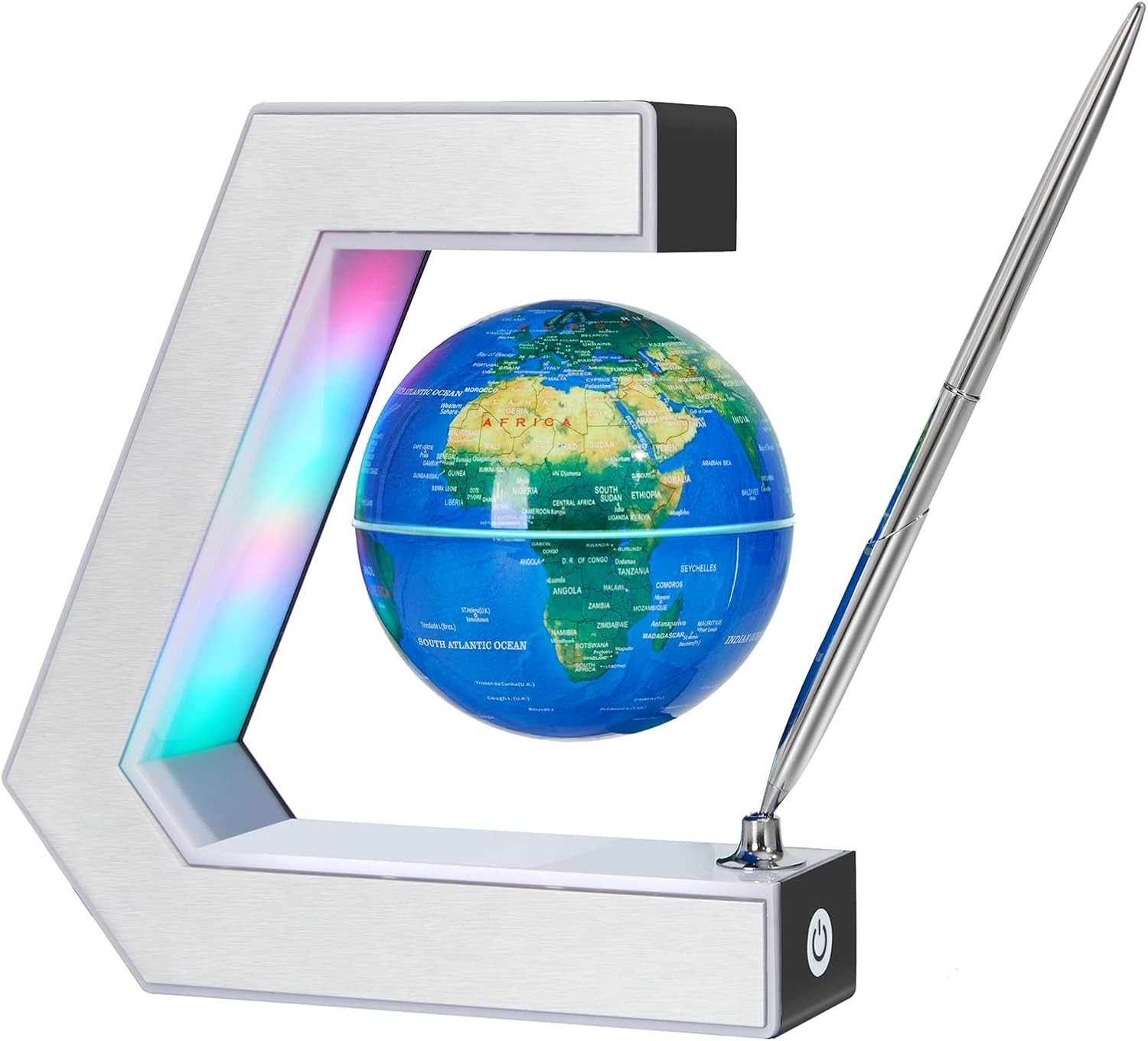 Magnetic Levitation Floating World Earth Globe Lamps with Pen, Cool Office Desk
