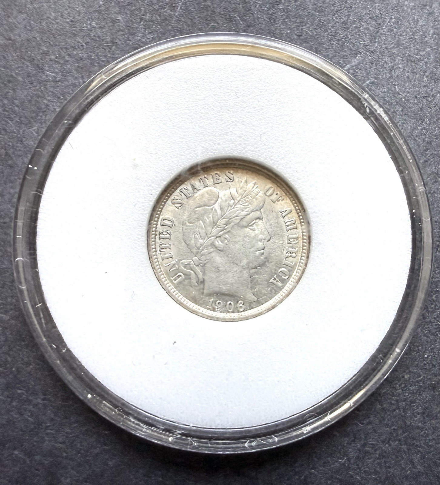 1906 BARBER DIME - CHOICE AU - ORIGINAL & LUSTROUS