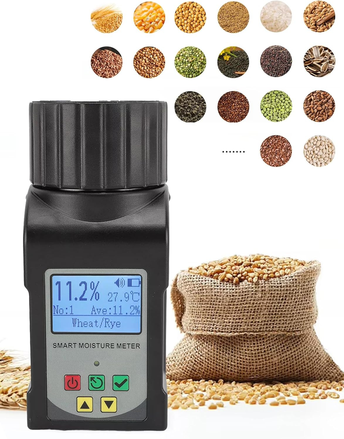 Grain Moisture Tester Portable Cup-Type Meter for 25 Grains Including Wheat, Cor