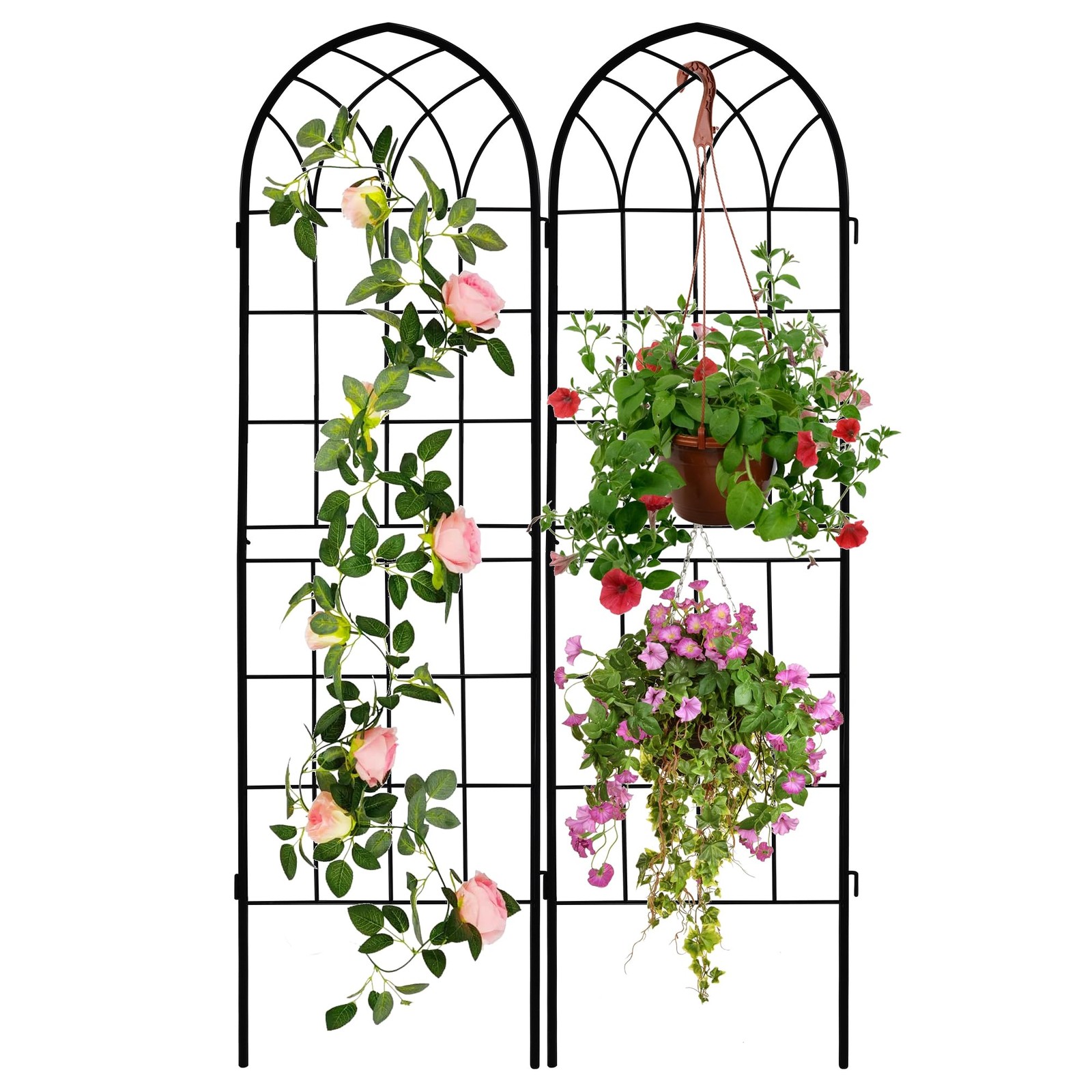LZRS 2 Pack 71x20in Rustic Iron Arch Decoration Garden 2 pack, 001-H71"