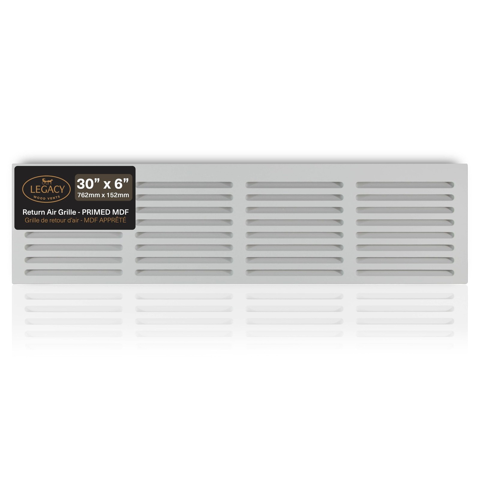 Return Air Grill 30x6 Duct Opening (32'' x 8 1/2" Overall Size), Noise Free-h...