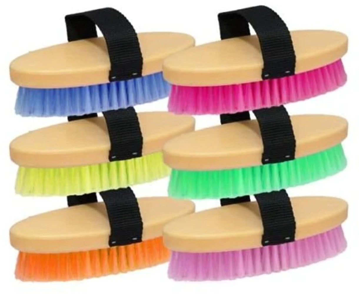 New! 7" long NEON BODY BRUSH w/ Nylon handle Horse grooming 7 COLORS!