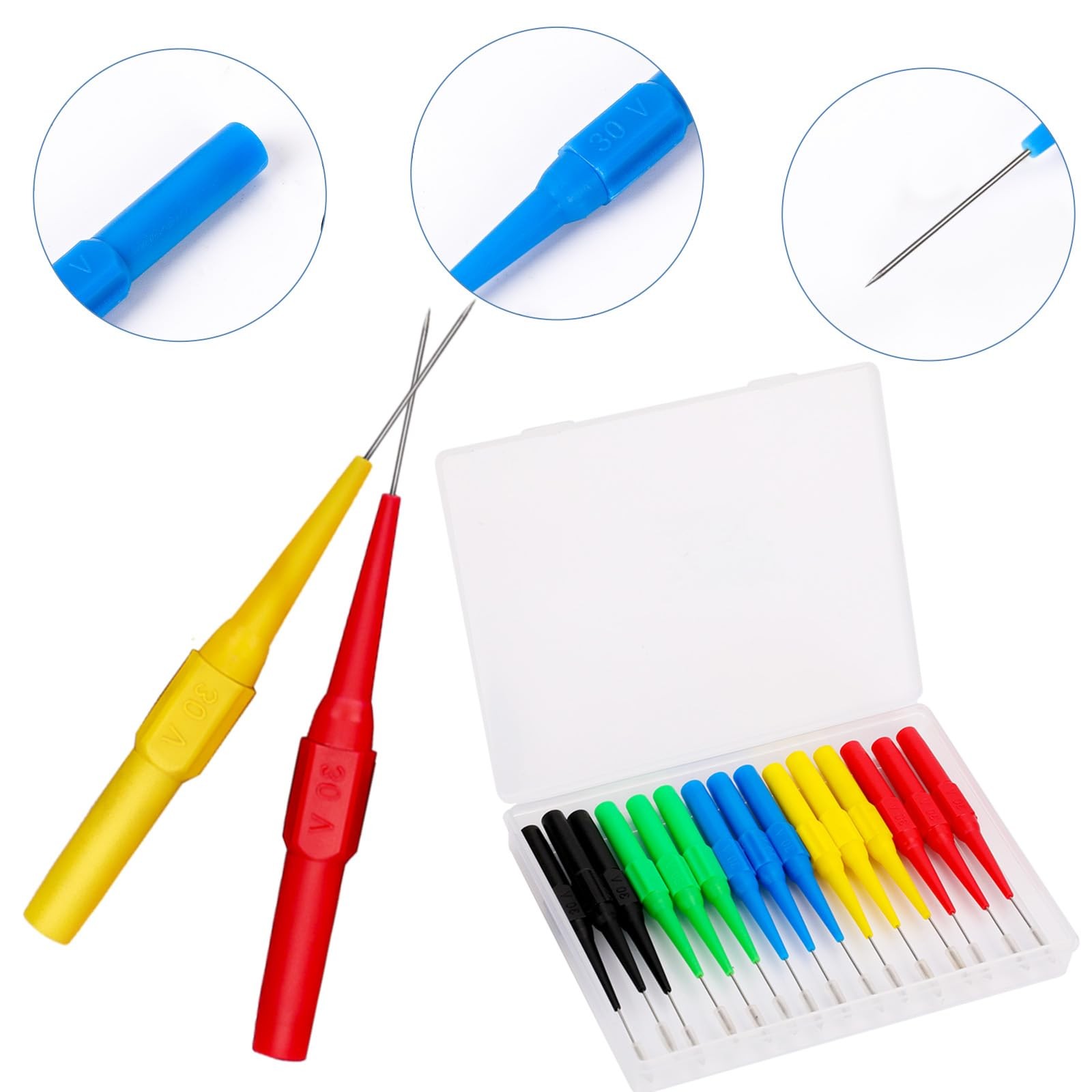 15pcs Test Back Probe Pin,Wire Piercing Insulation Back Probes Probe Non-Dest...