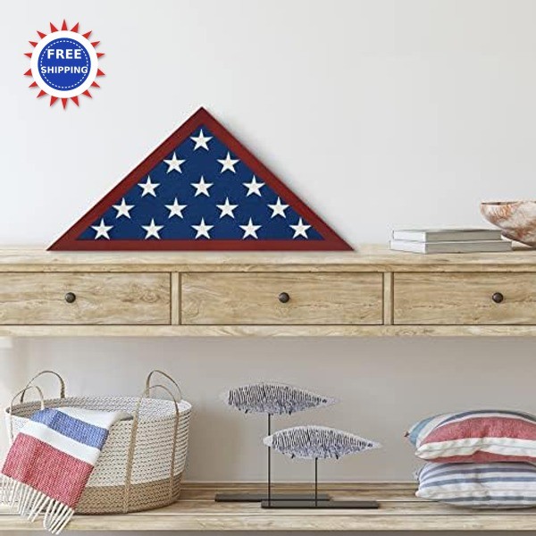 Large Flag Display Case - Fits Folded 5x9.5 Burial Flags Americanflat Silhouette