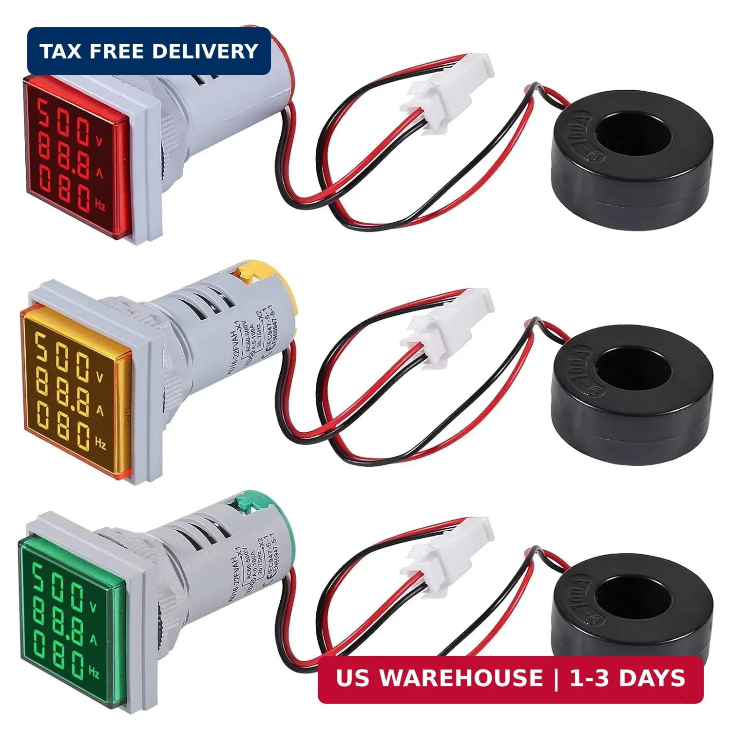 3PCS AC Current Voltage Amperage Power Energy Panel Meter LCD Digital Display Am
