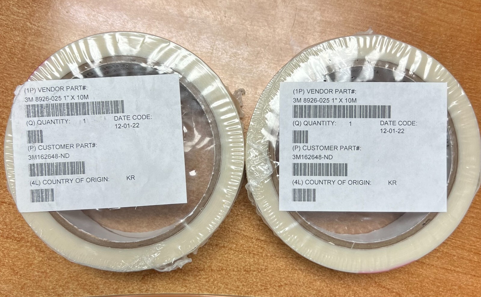 8926-025-1-10 3M THERM PAD 10M X 25.4MM W/ADH WHT Lot of 2 rolls of tape