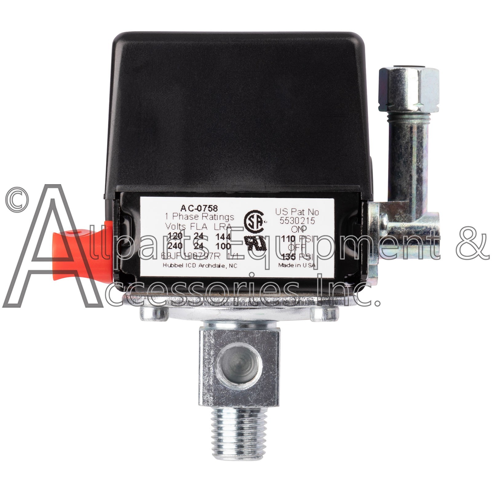 AC-0758 DeVilbiss/Craftsman 1/8" NPT Special Port Pressure Switch 110/135 PSI