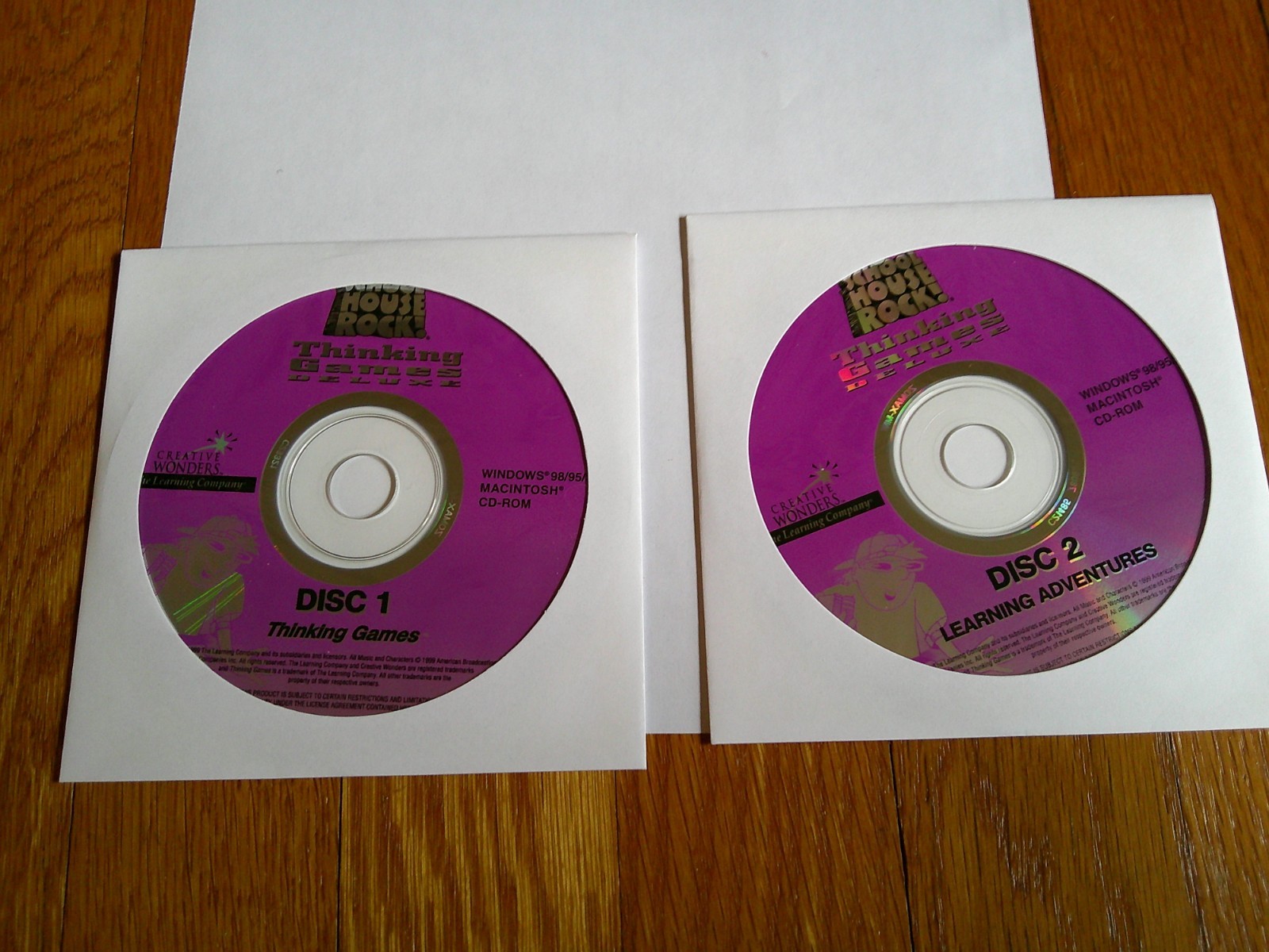 School House Rock! Thinking Game Deluxe 2 CD-ROM SET Learning Adventures 1999