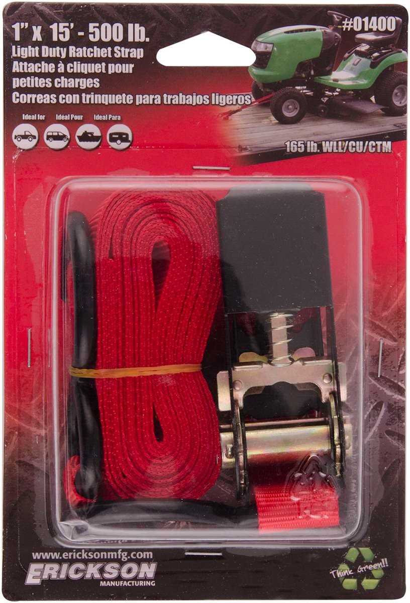 Erickson 1" x 15' - 500 lb. Ratchet Strap (01400)