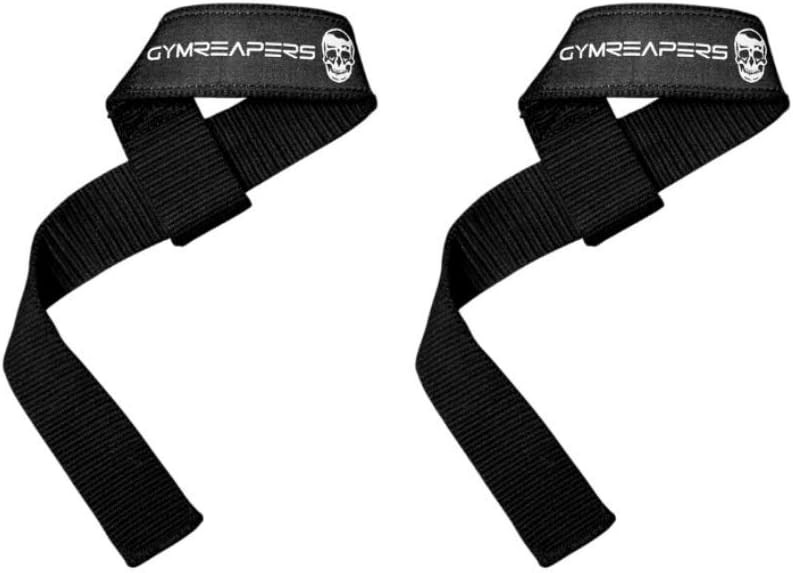 Gymreapers Lifting Wrist Straps for Weightlifting Deadlifts Padded Neoprene Blac
