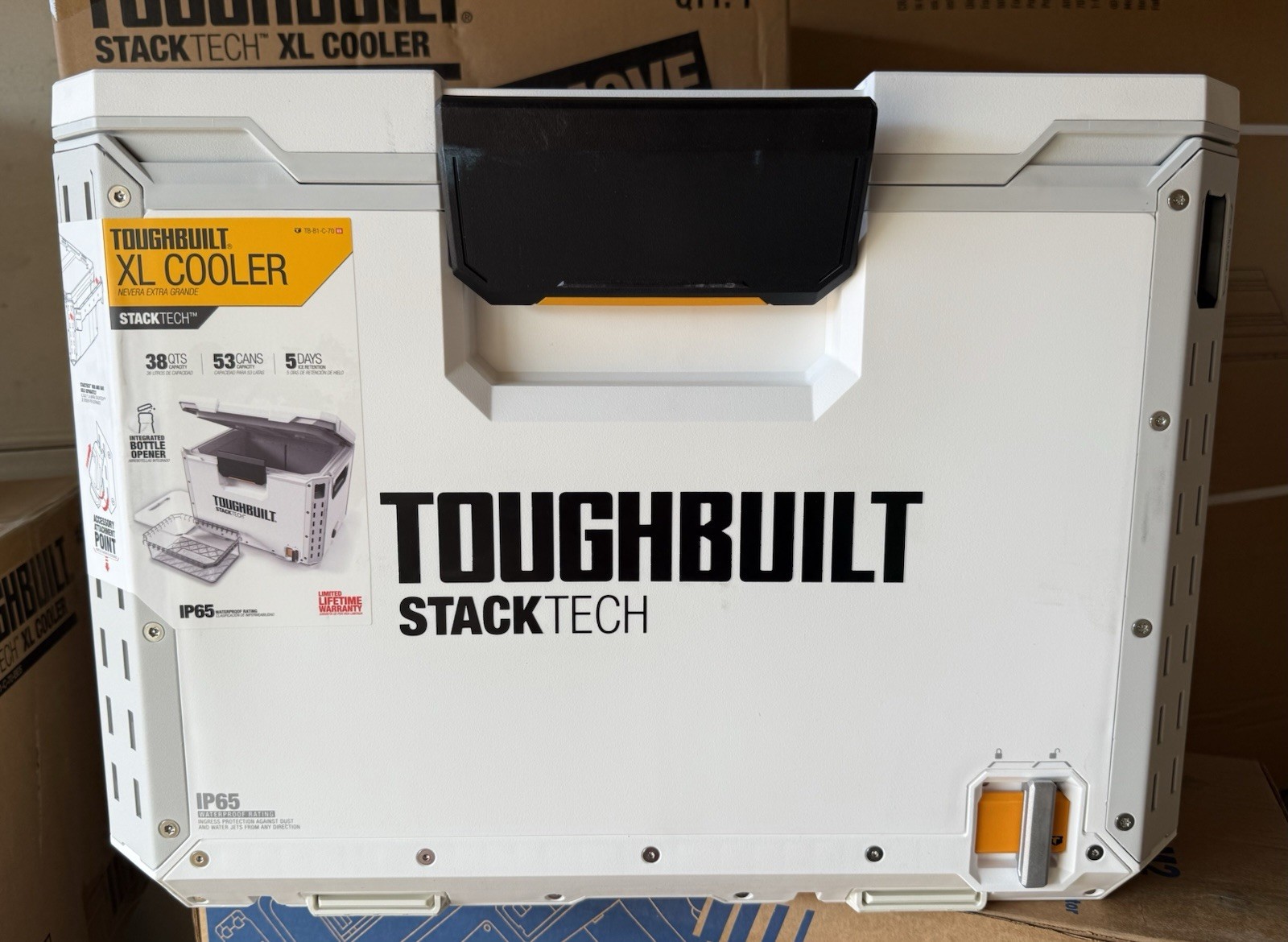 ToughBuilt StackTech XL 38 Quart Cooler Stackable Hard Shell Ice Chest White NEW