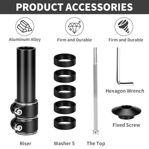 Bike Stem Riser Adjustable,Handlebar Extender, Increases Height Up to 5.2" for