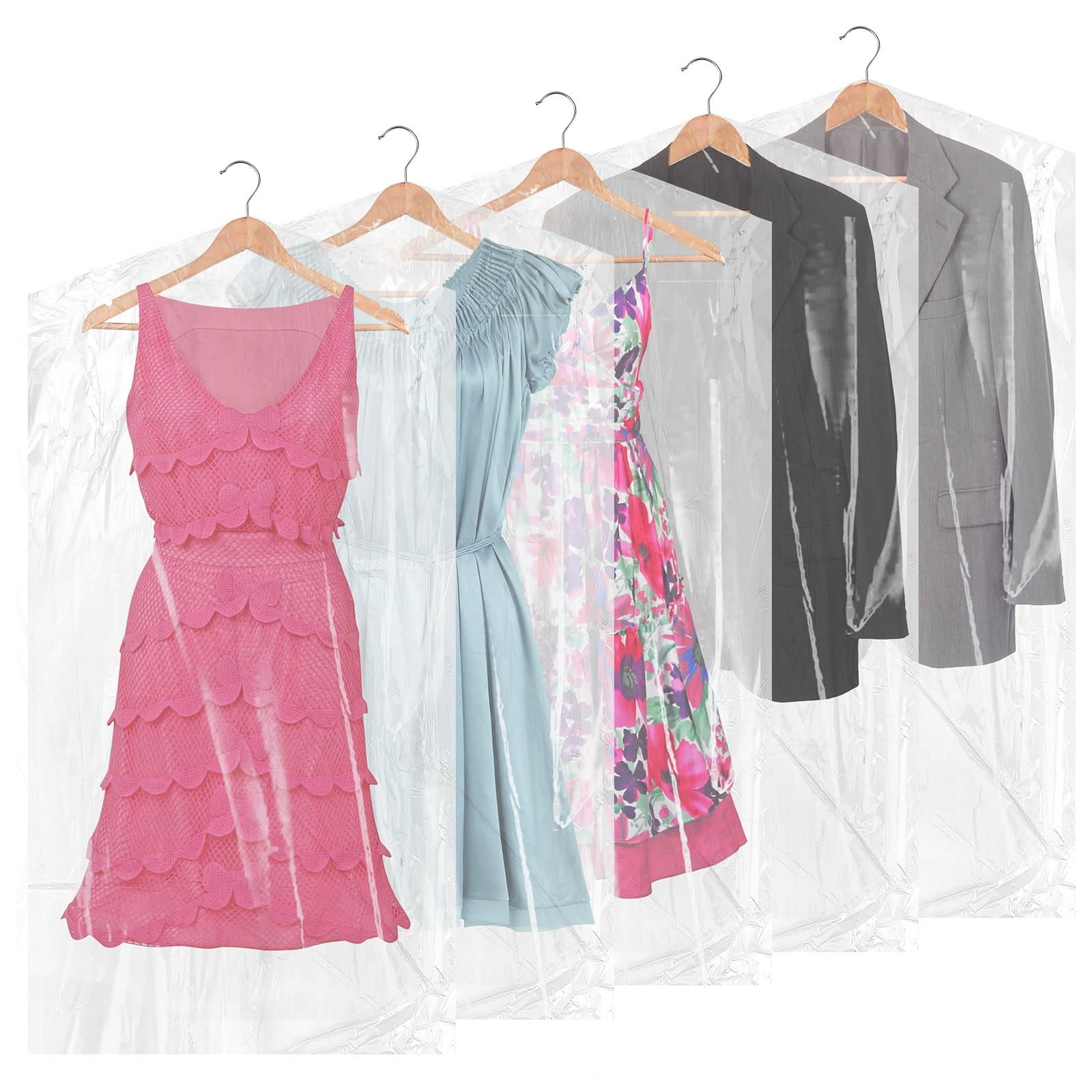 Patelai 40 Pcs 72/40inch Extra Long Garment Bags for Dresses 40 Inch, clear