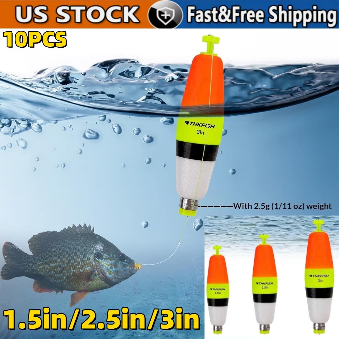 THKFISH 10Pcs Cigar Fishing Bobbers Weighted Bobbers EVA Foam Foam for Crappie