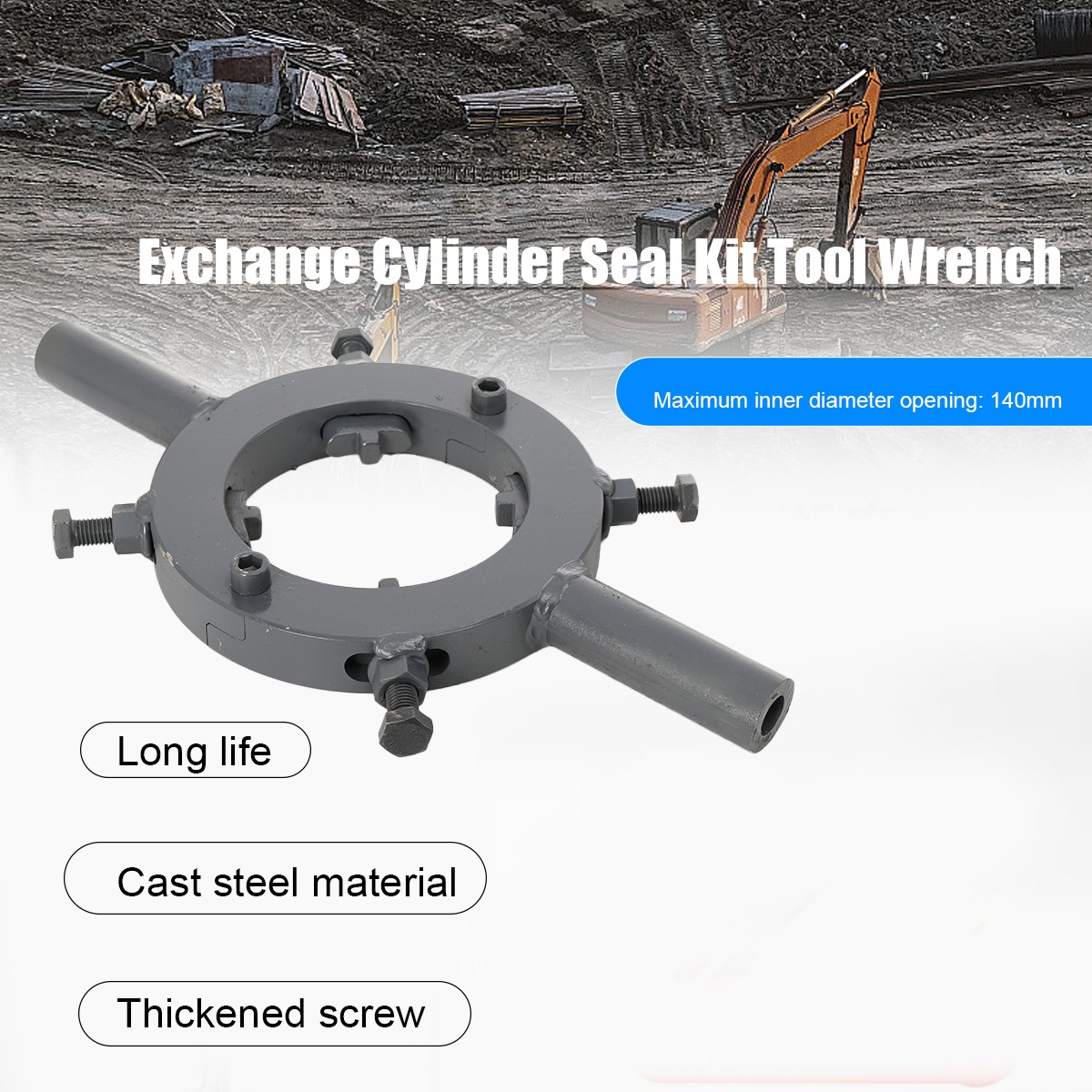 Special Change Cylinder Head Wrench for Excavators Loaders 90mm-140mm 4 Bolts