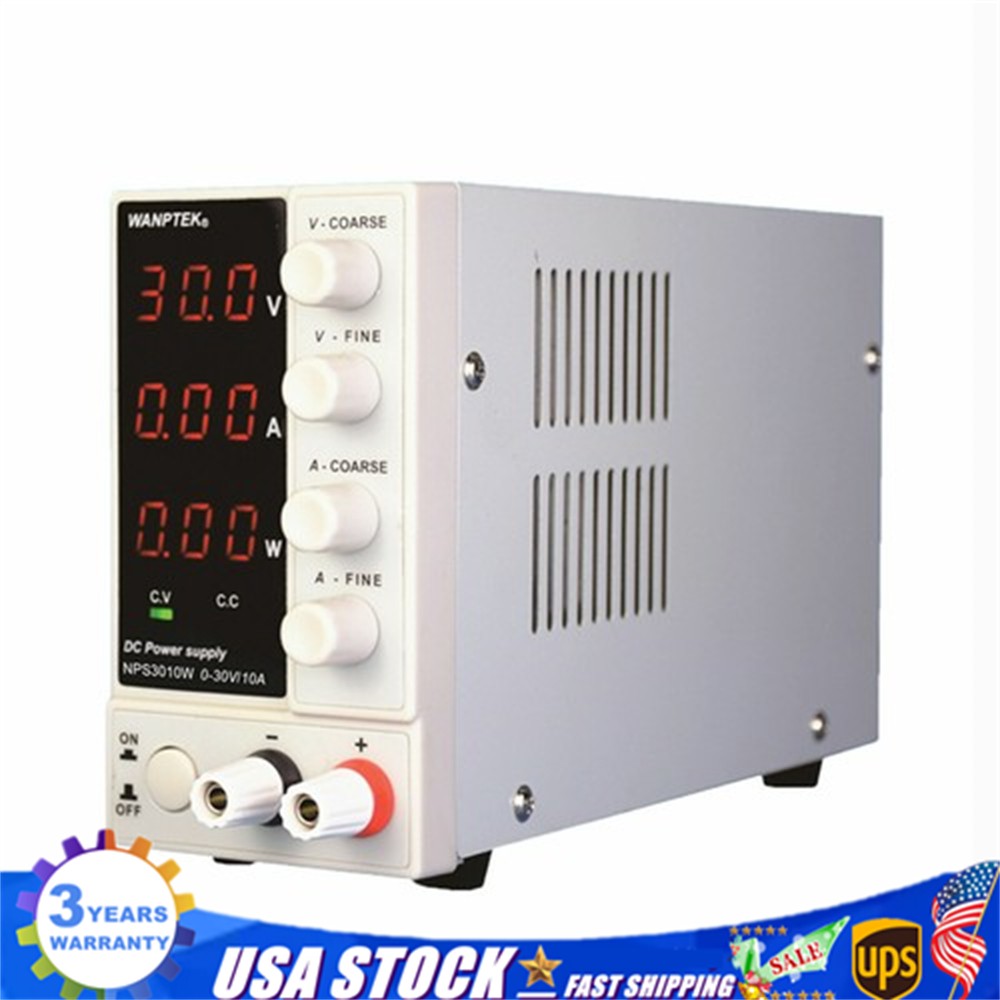 300W 0-10A Lab DC Power Supply Digital Variable Regulated Benchtop Power Source