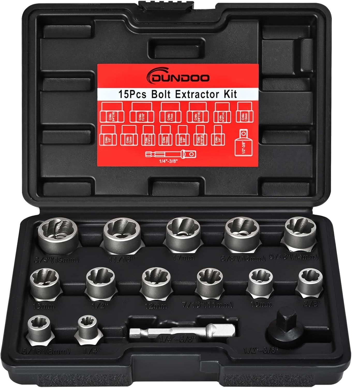 15-Piece Stripped Bolt Remover Set - Fast and Effective Extraction Solution
