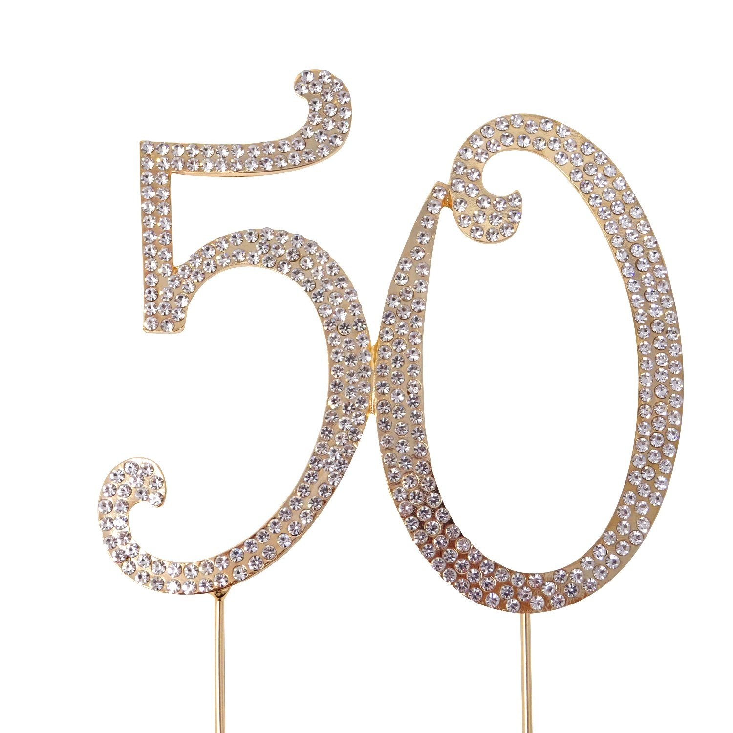 50 Birthday Cake Topper Sparkly Bling Alloy Crystal Rhinestones Cake Topper C...