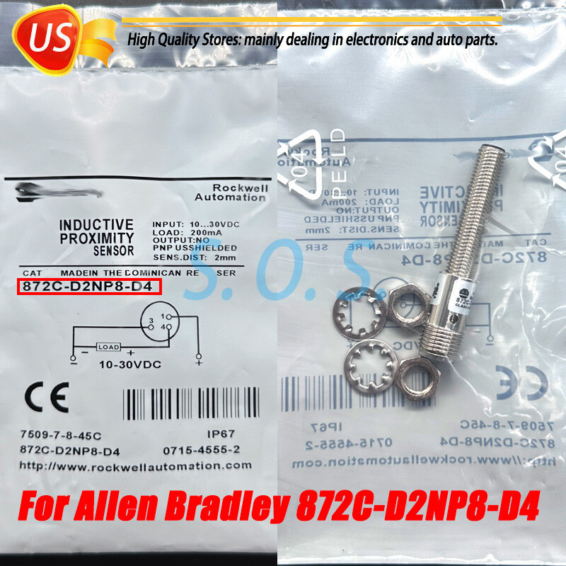 872C-D2NP8-D4 For Allen Bradley Inductive Proximity Sensor 10-30VDC 200mA 2mm