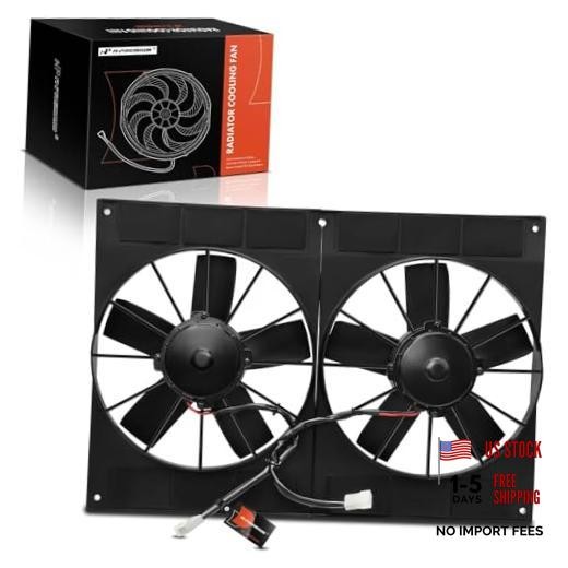 11'' 11 inch Dual Slim Fan Push Universal Electric Radiator Cooling Fan, 12V
