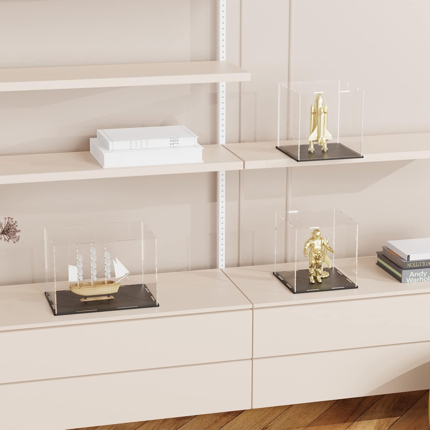 SVENJBB Book Display Case, 10.6x8x2.4 Inch Acrylic Box Black Base & Clear