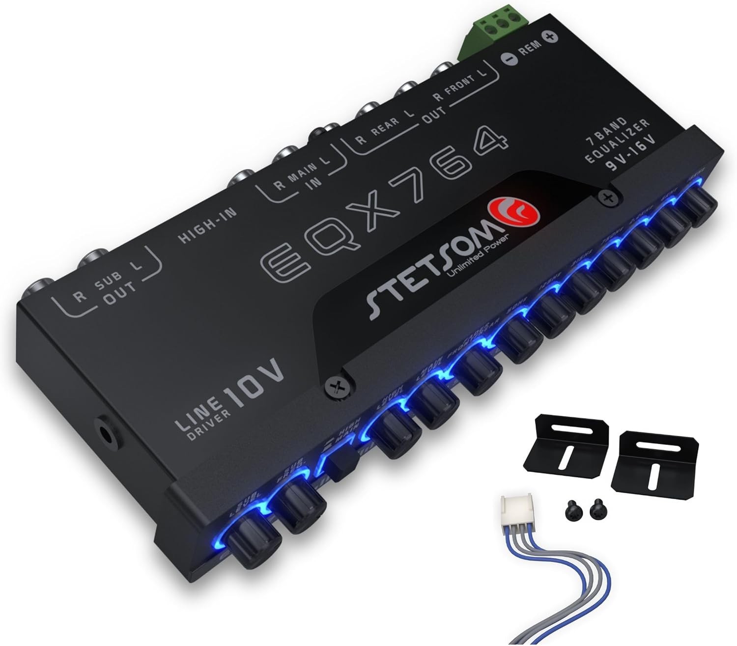 Stetsom EQX764 7 Band Car Audio Graphic Equalizer Pre-Amp 10V Line Driver RCA