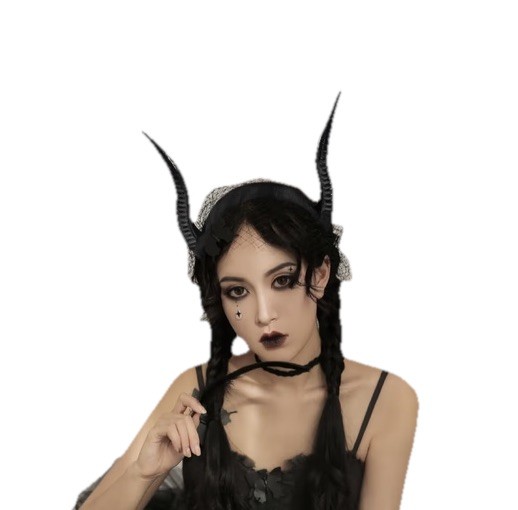 Gothic Antelope Horn Hoop Forest Animal Adult or Teen Cosplay Black Headband