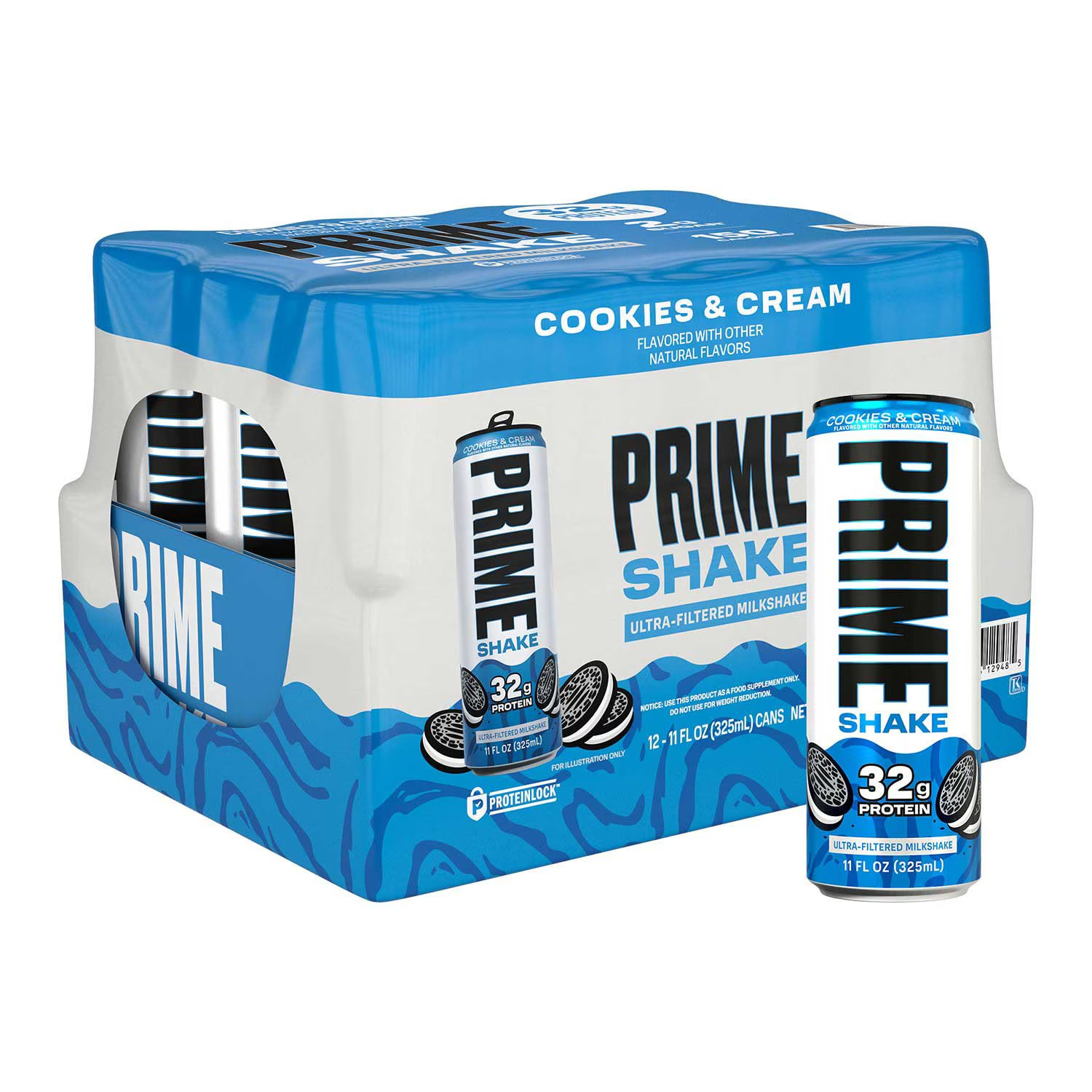 Prime 32g Protein Ultra-Filtered Milk Shake, Cookies and Cream, 11 fl. oz, 12 pk