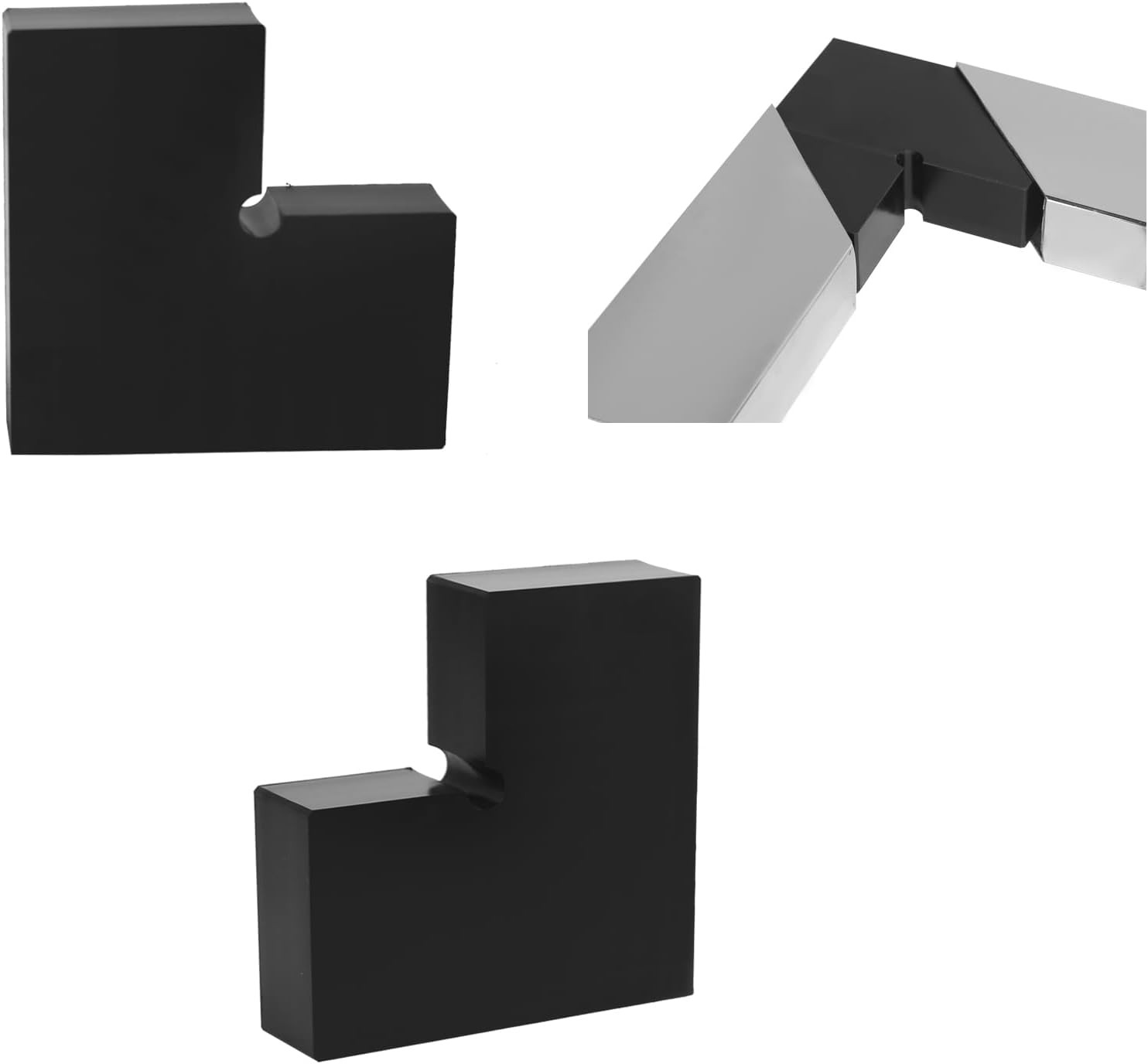 Flat Handrail Accessories - 2 Pack Corner Connector Connector, Black