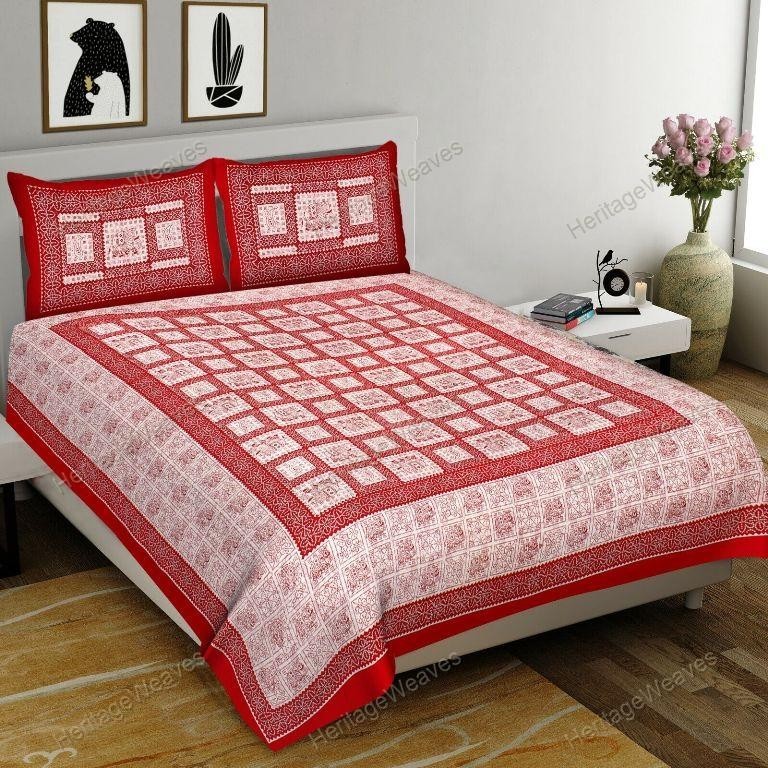 Elephant Print Traditional Geometric Cotton Double Bed Sheet With2Pillow Cover 9