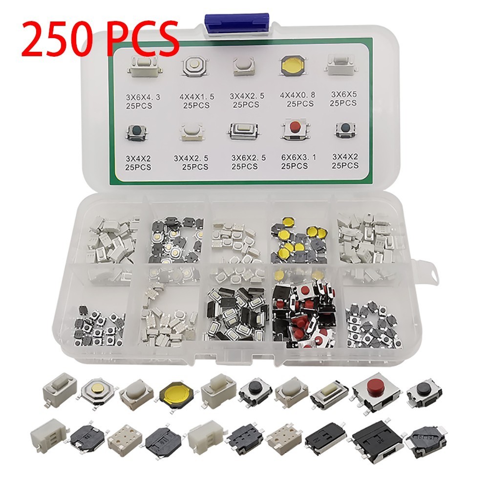 Home Industry Button Switch Switch 10Value Kit Parts Plastic+Metal