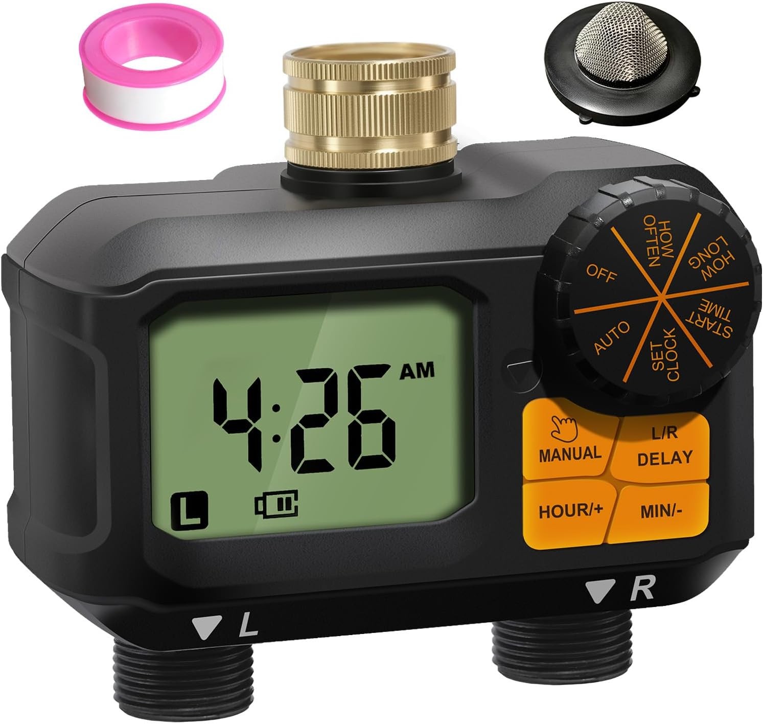 Water Timer Garden Hose 2 Zone Timed Sprinkler W/ Rain Delay/Manual