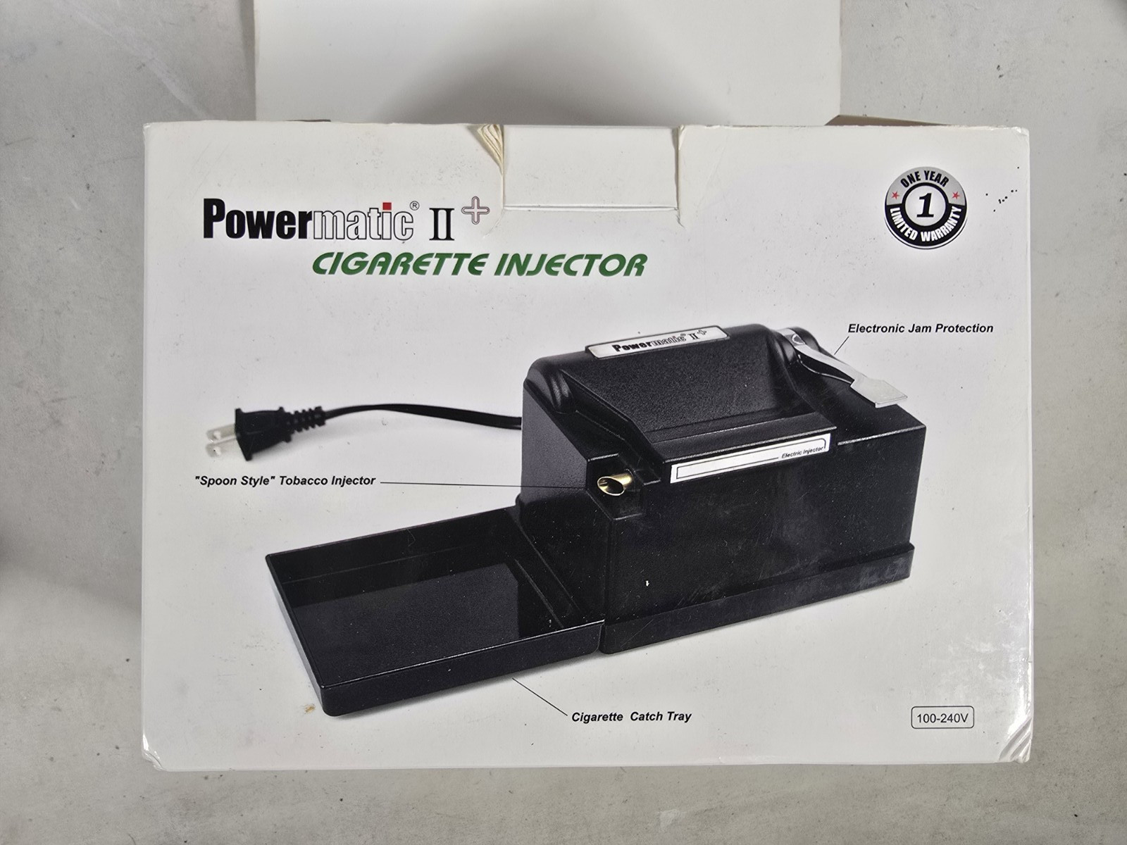 Powermatic II Plus Electric Cigarette Injector Machine W/Tray