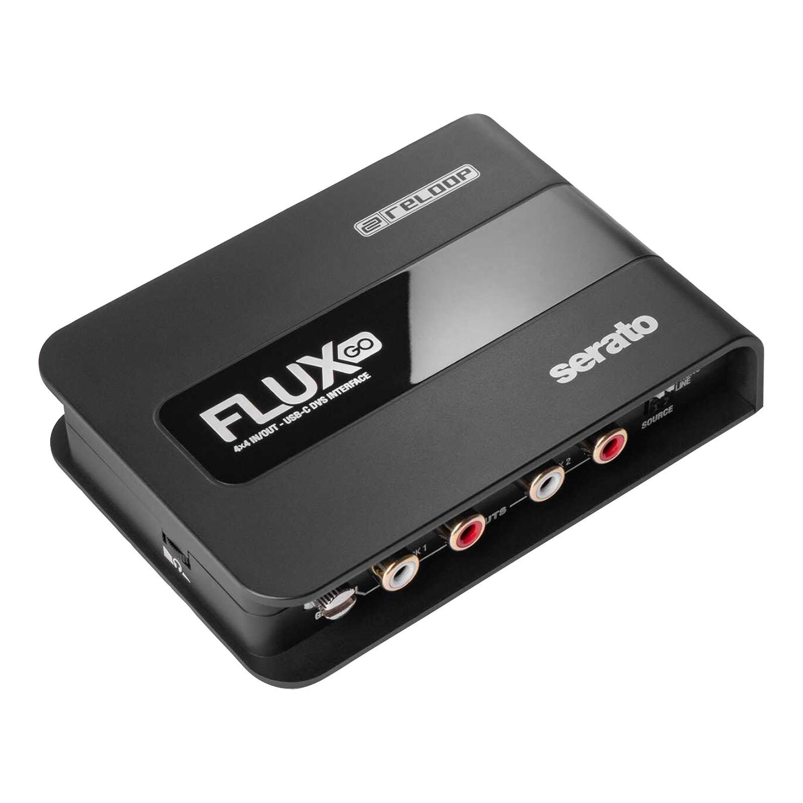 Reloop Flux Go Pocket-Sized 2-Channel (4x4) USB-C DVS Audio Interface w Case