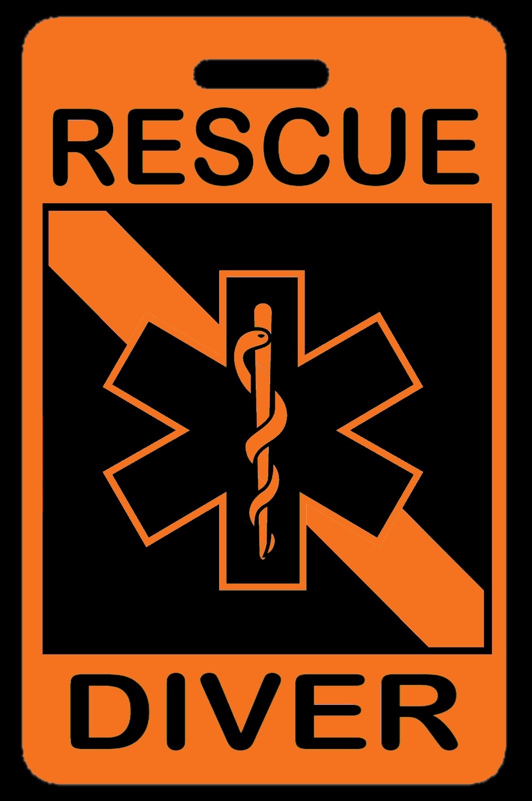Safety Orange RESCUE DIVER SCUBA Diving Luggage/Gear Bag Tag - New