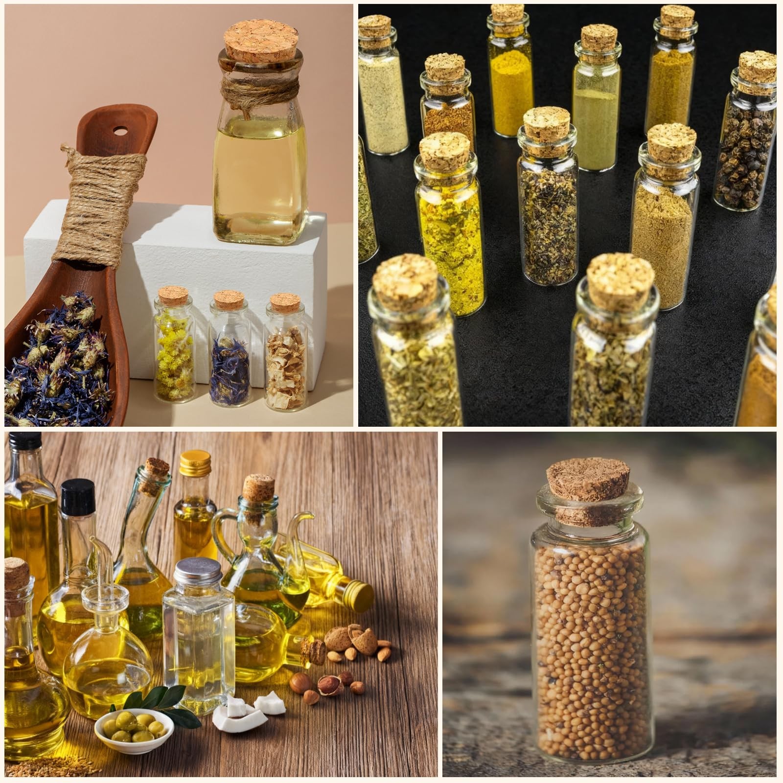 Natural Corks Stoppers Bottles Assorted Sizes for Salt and Pepper DIY Projects
