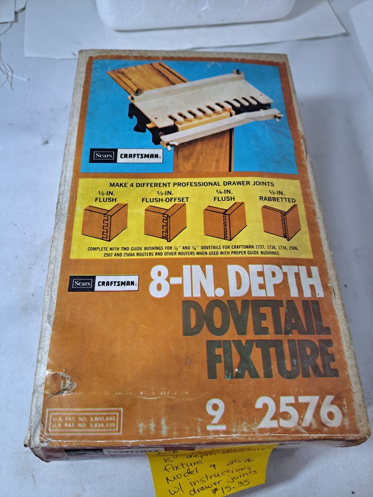 VTG Sears Craftsman 8" Depth Dovetail Fixture 92576 w/ Original Box Manual