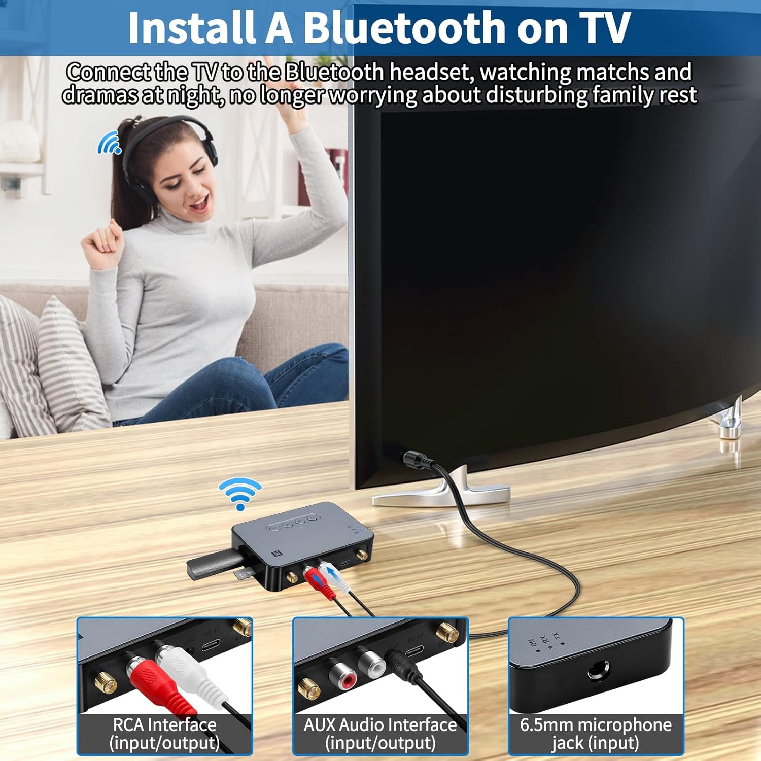 3-in-1 Bluetooth 5.1 Transmitter Receiver Long Range Adapter for TV Home Stereo