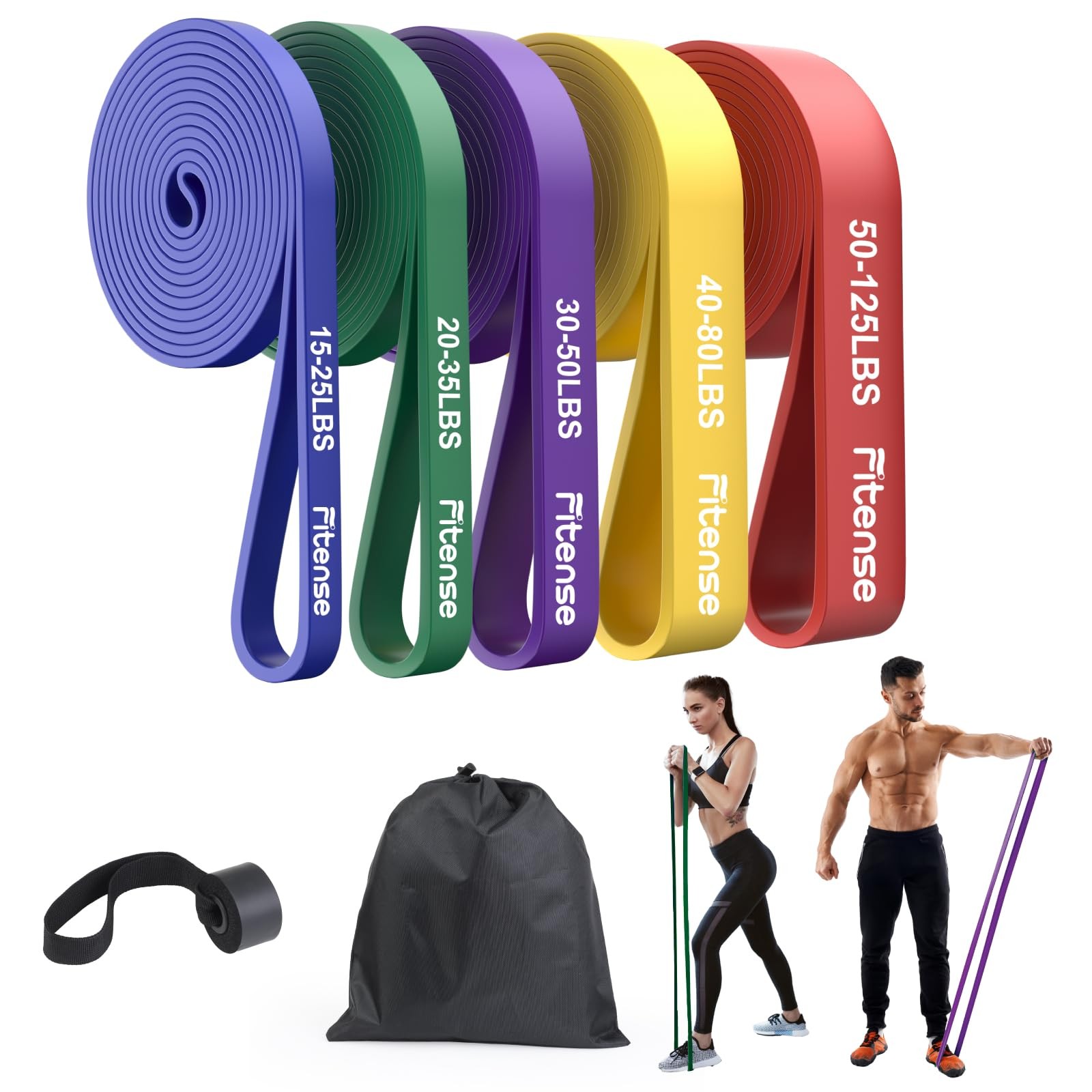 Resistance Bands Set - Pull Up Bands with 5 Resistance Levels 15-125 LBS for ...