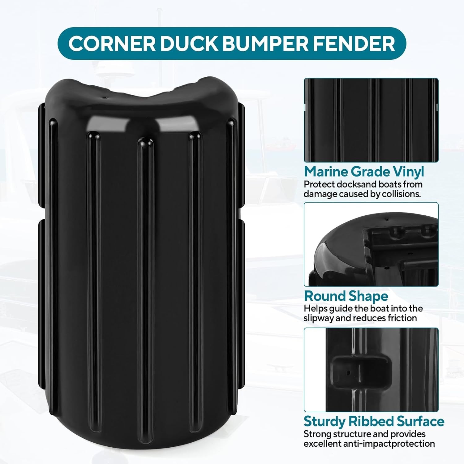 Premium Corner Dock Bumper, Marine-Grade Inflatable Dock Fender Protector
