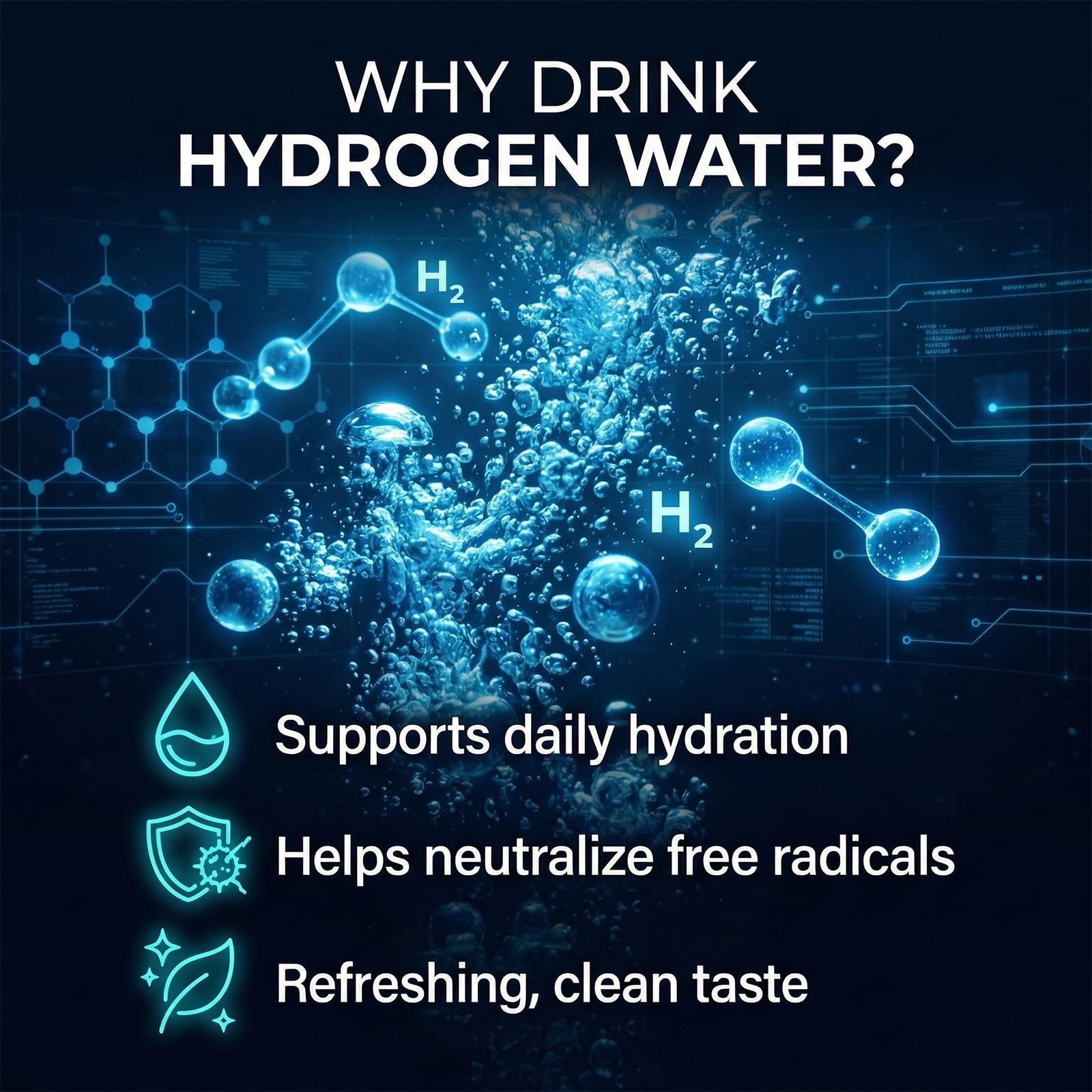 Hydrogen Water Bottle, Hydrogenated Water Bottle with SPE PEM Tech, Portable ...
