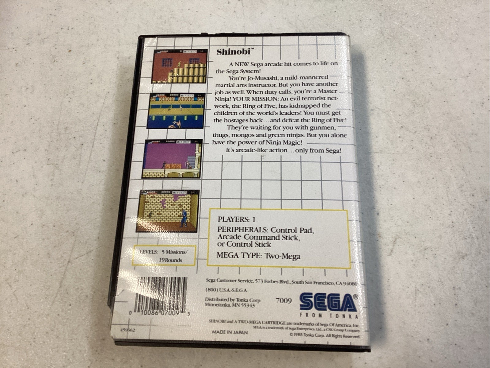 Sega Master System Shinobi 1988 CIB Manual Tested C