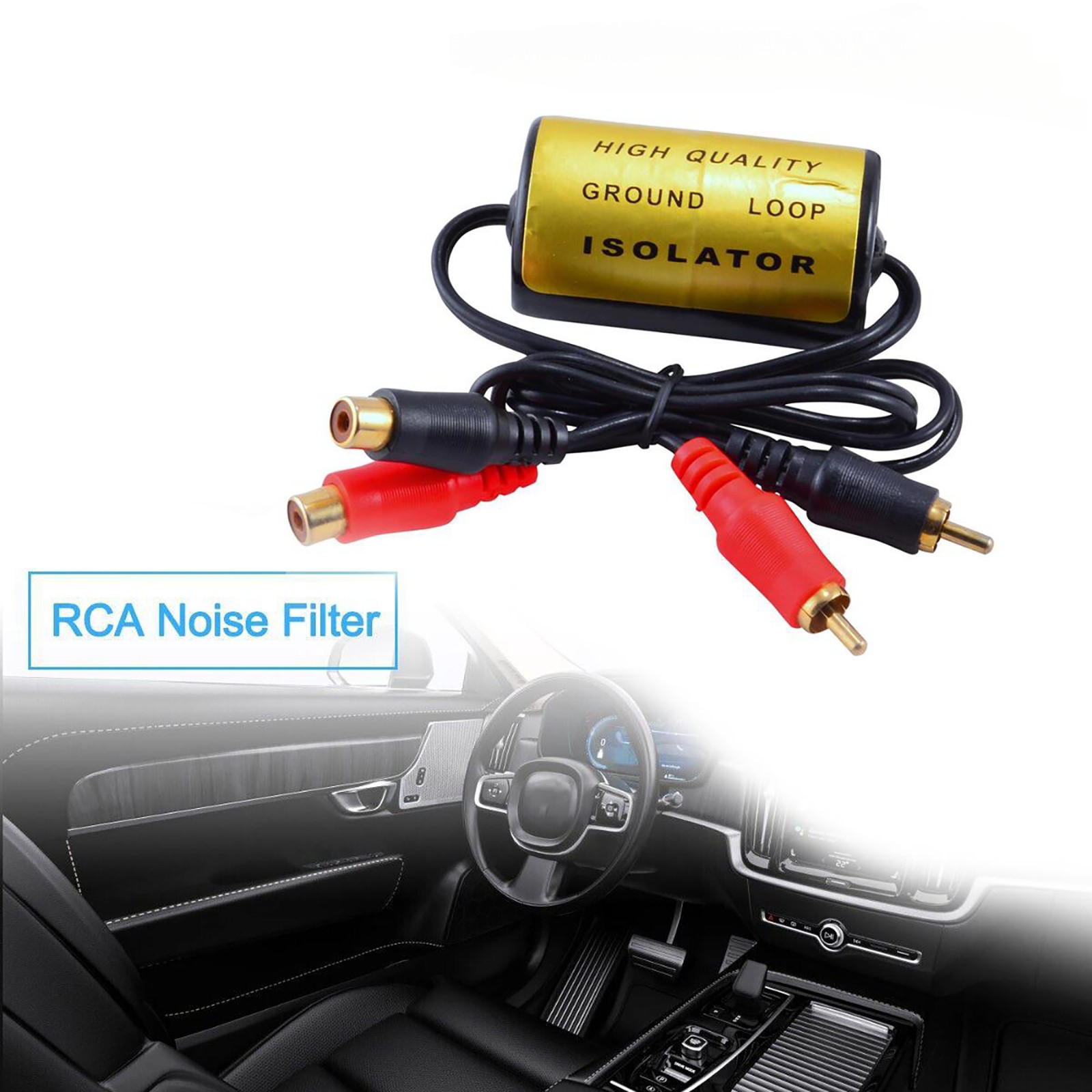 1Pack RCA Audio Noise Filter Suppressor Ground Loop Isolator For Car&Home Stereo