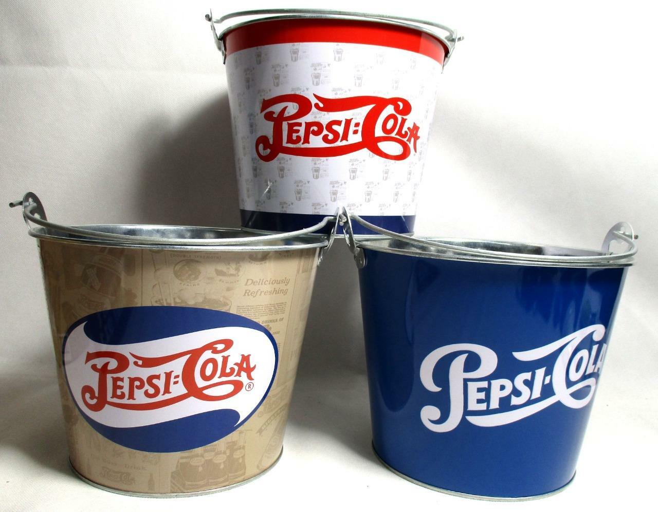 Pepsi Cola Logo 5 Qt Galvanized Metal Ice Bucket with Handle & Bottle Opener B-7