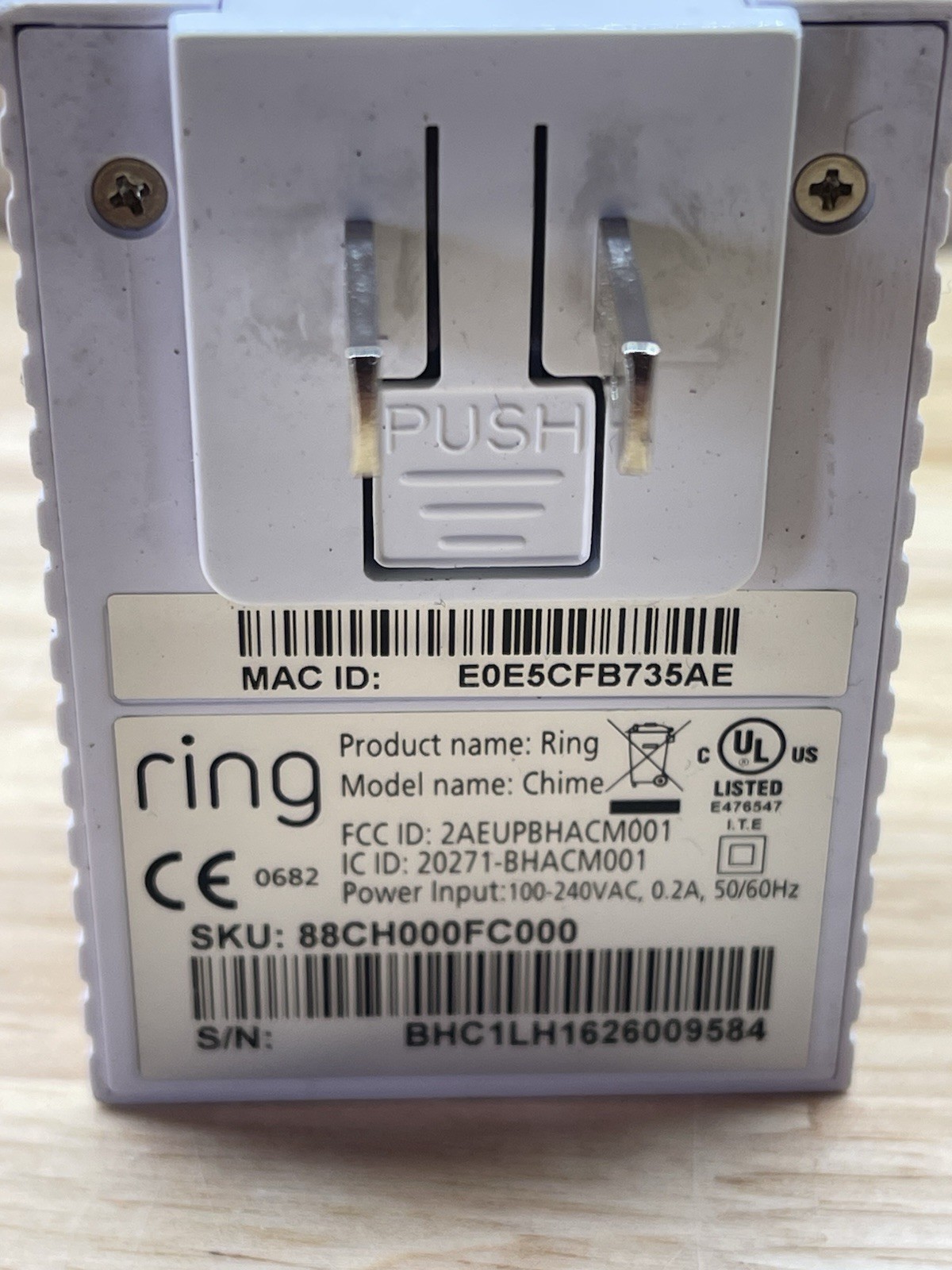 Ring Chime 1st Gen Ring Door Bell White Outlet Plug In
