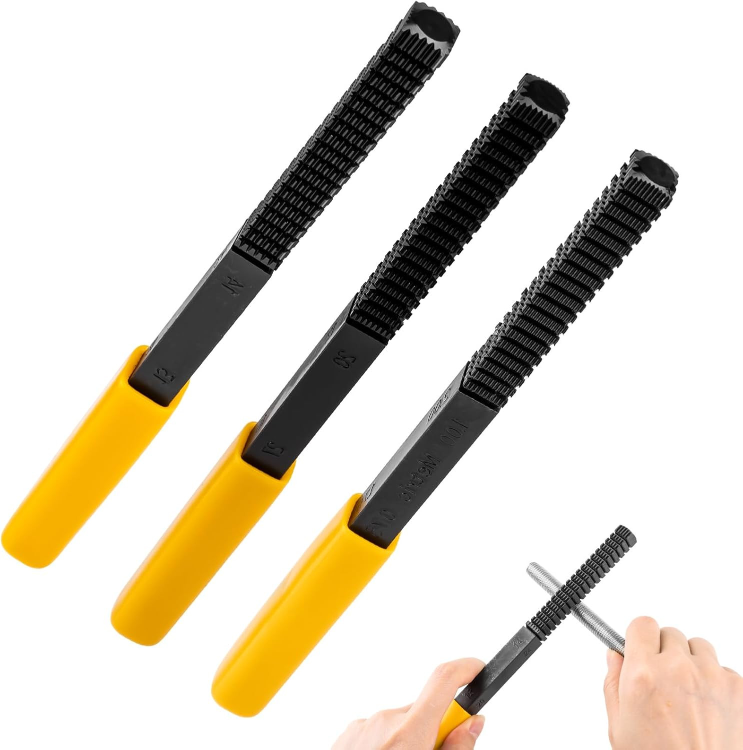 3PCS Thread Repair File Set, Juego de Limas para Roscas SAE & Metric Kit